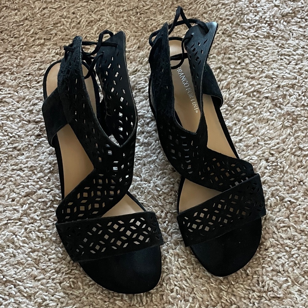 Franco Sarto Black Cut-Out Sandals